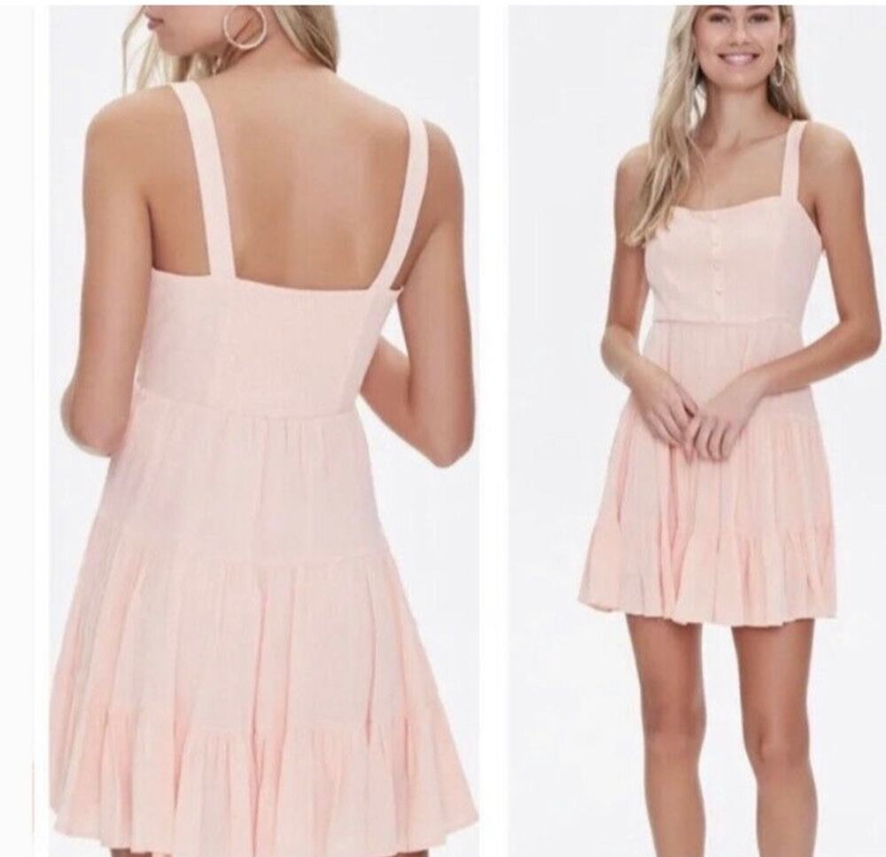 Forever 21 Sweetheart fit & flare small coral pink layered dress